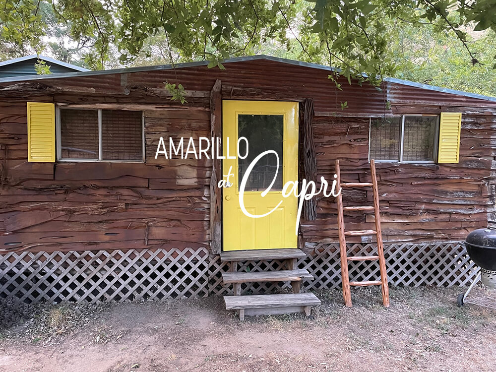 The Cabin Amarillo at the Capri on the Guadalupe River on River Road.