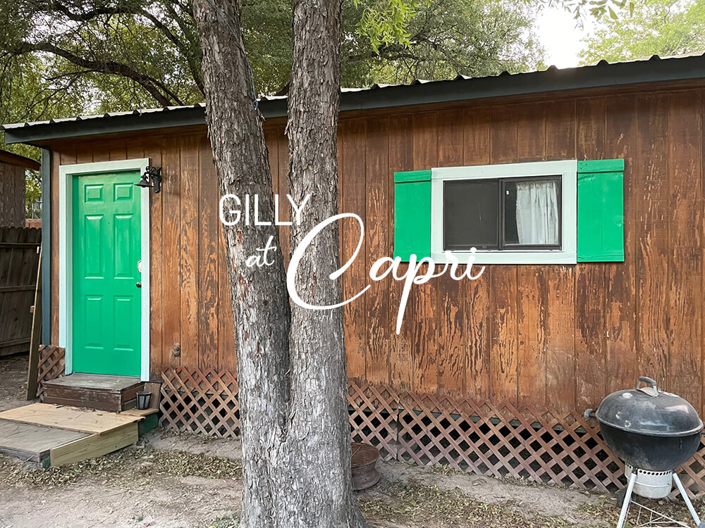 Primitave cabin rental, Gilly sleeps 6 with Guadalupe River frontage on River Road with complimentary Toobs in New Braunfels, Texas.