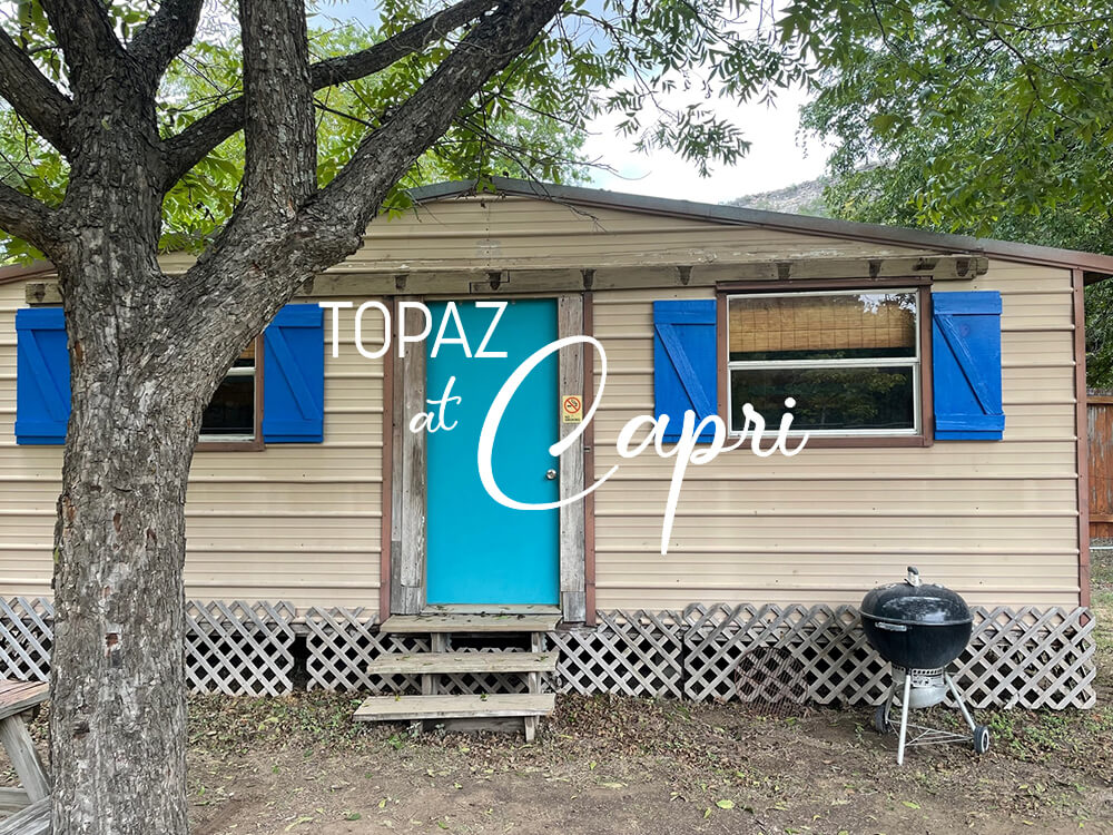The Cabin Topaz at the Capri on the Guadalupe River on River Road.